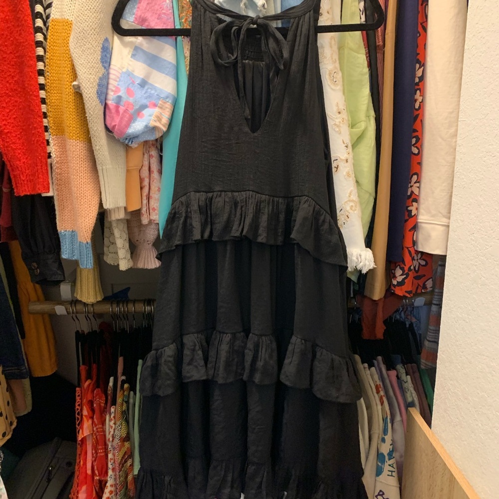 Black Tiered Ruffle Maxi Dress - Brand Unspecified